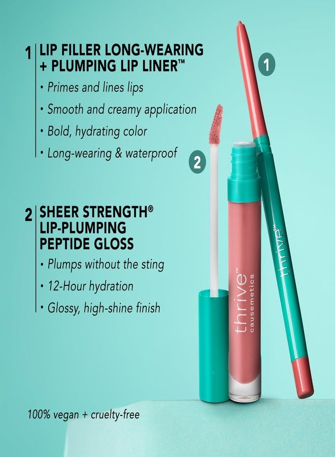 Thrive Causemetics Perfect Pink Pout Lip Gloss & Liner Gift Set for Women, Sheer Strength Lip-Plumping Peptide Gloss & Long-Wearing Plumping Lip Liner, Vegan & Cruelty Free, Jo (Pink Mauve) - Image 2